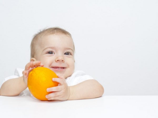 A baby can be given an orange from nine months